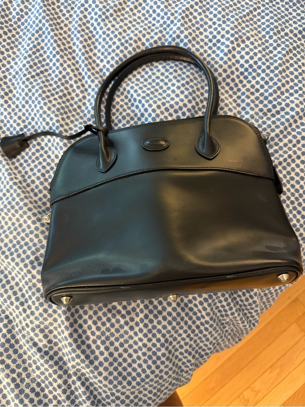 Classic Black Leather Satchel Handbag